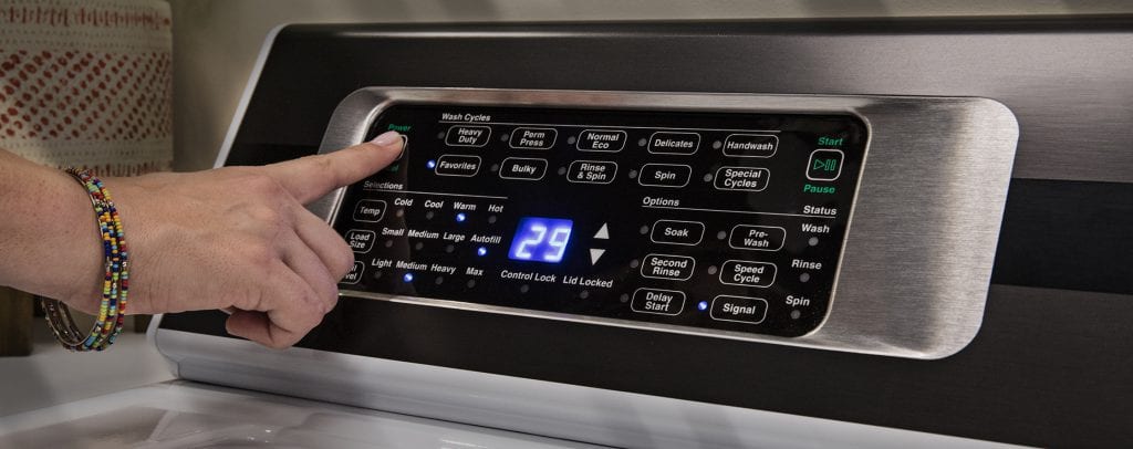 Touch controls for professional laundromat machines by Alliance
